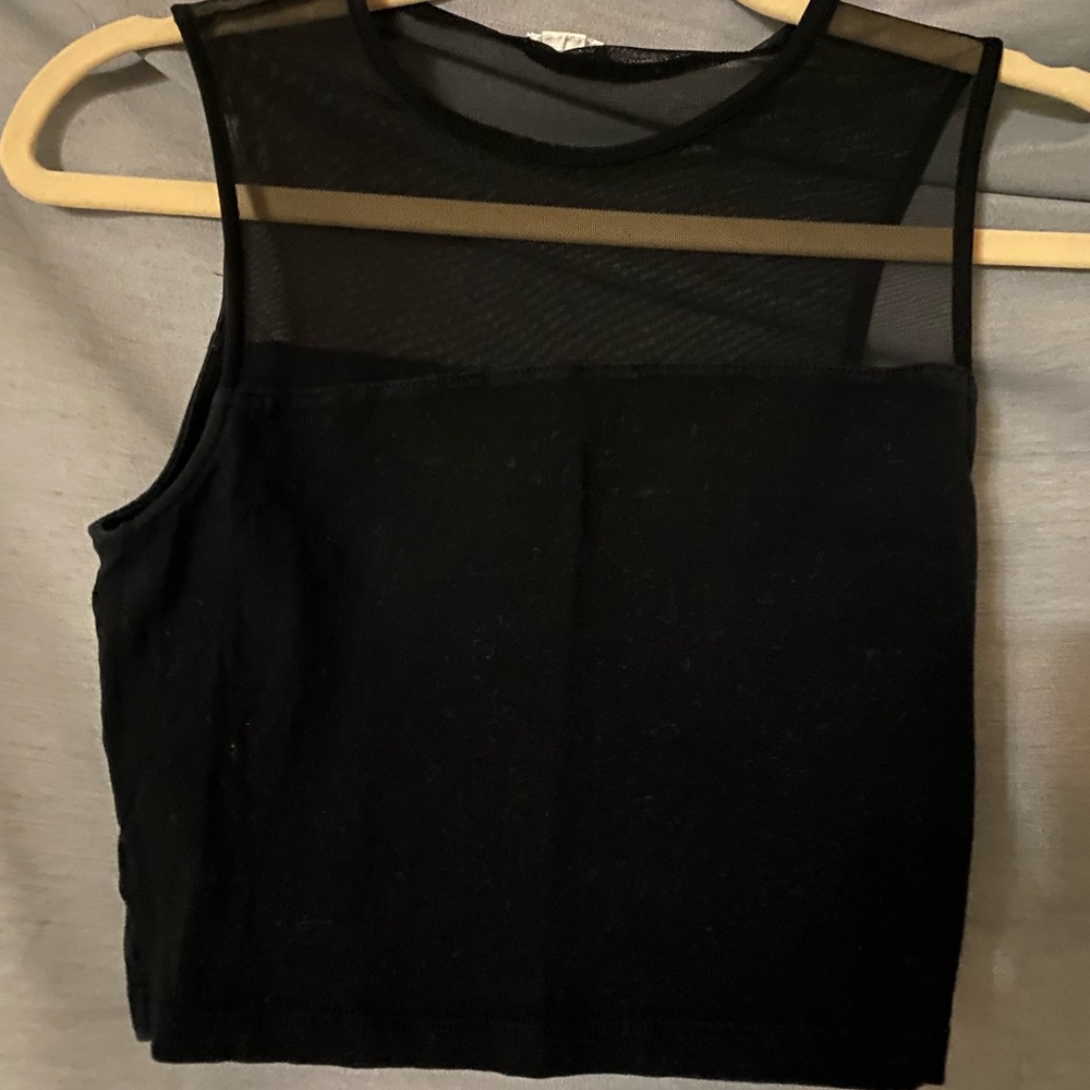 mesh black tank top
